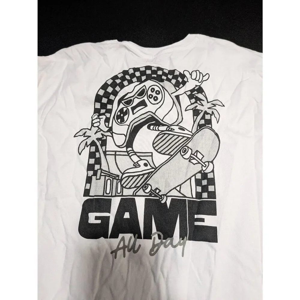 Old Navy White t-shirt Black Graphic Gaming Controller 